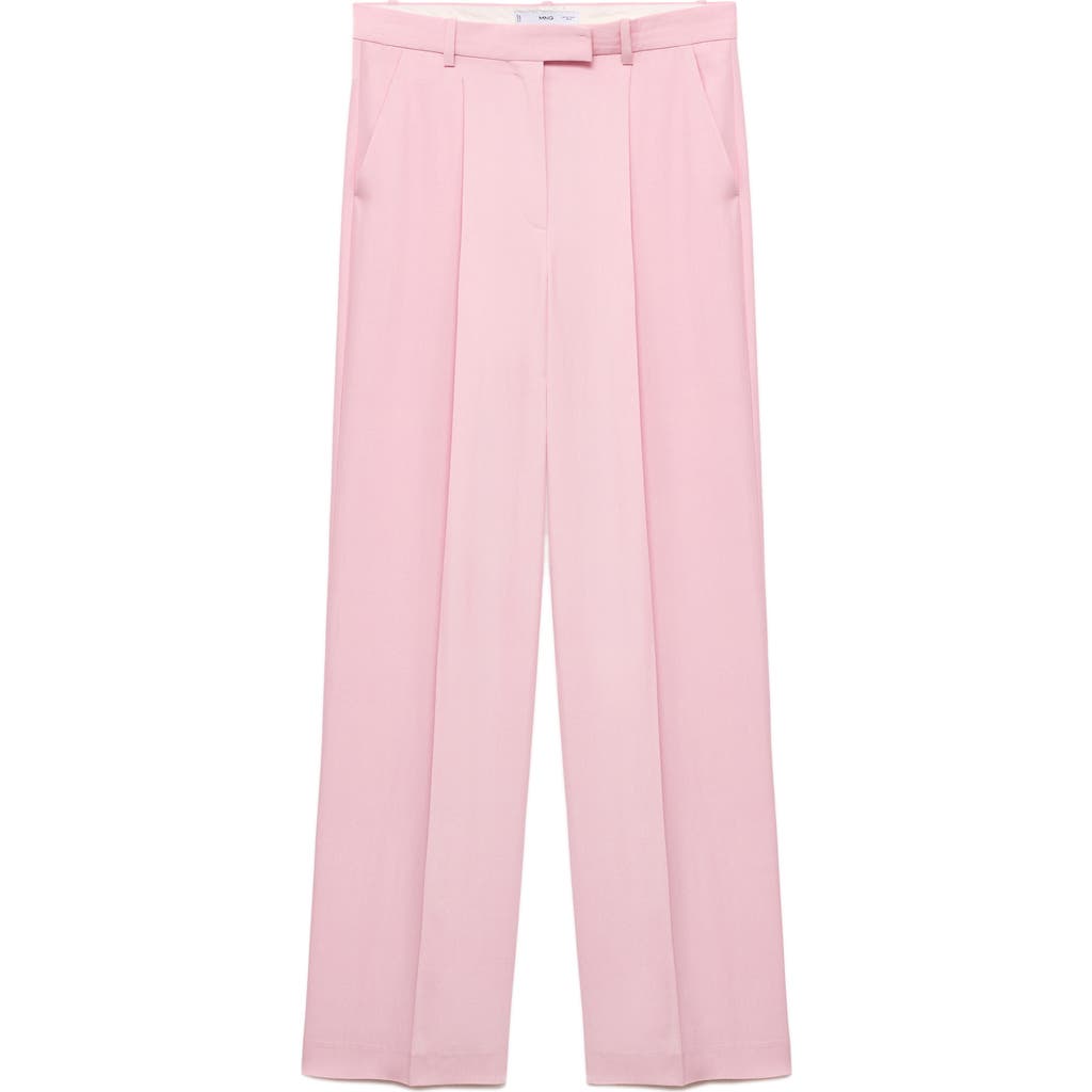 Mango Pleat Front Wide Leg Pants In Pink