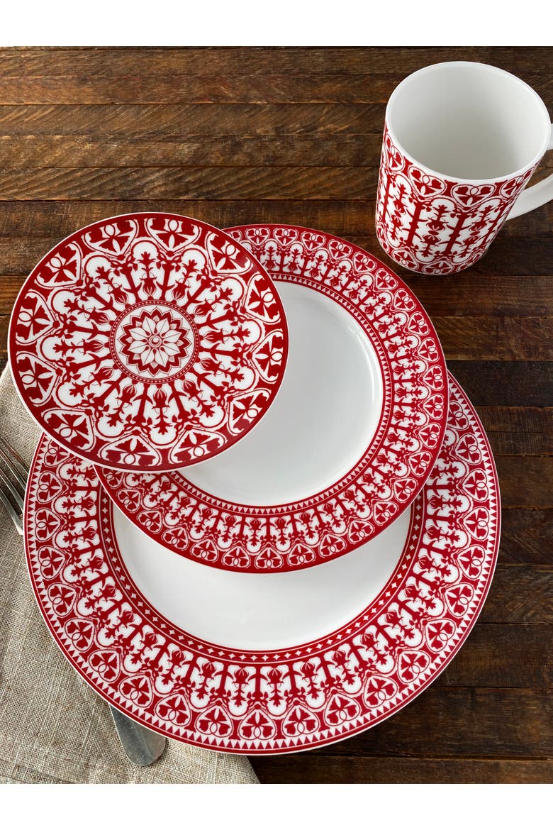 Casablanca Crimson Mug - Porcelain - Set 4, Alternate, color, RED