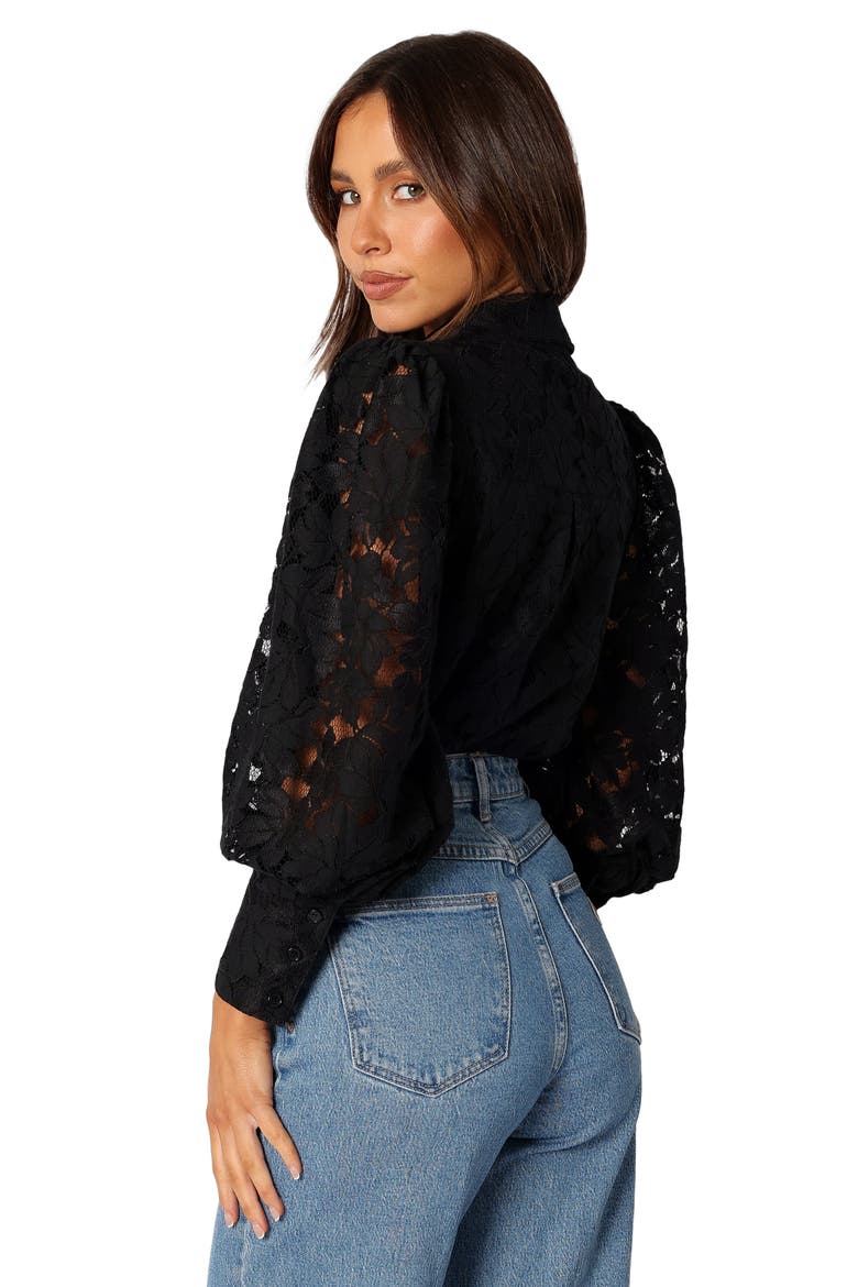 Tadeo Floral Lace Button-Up Shirt, Alternate, color, BLACK