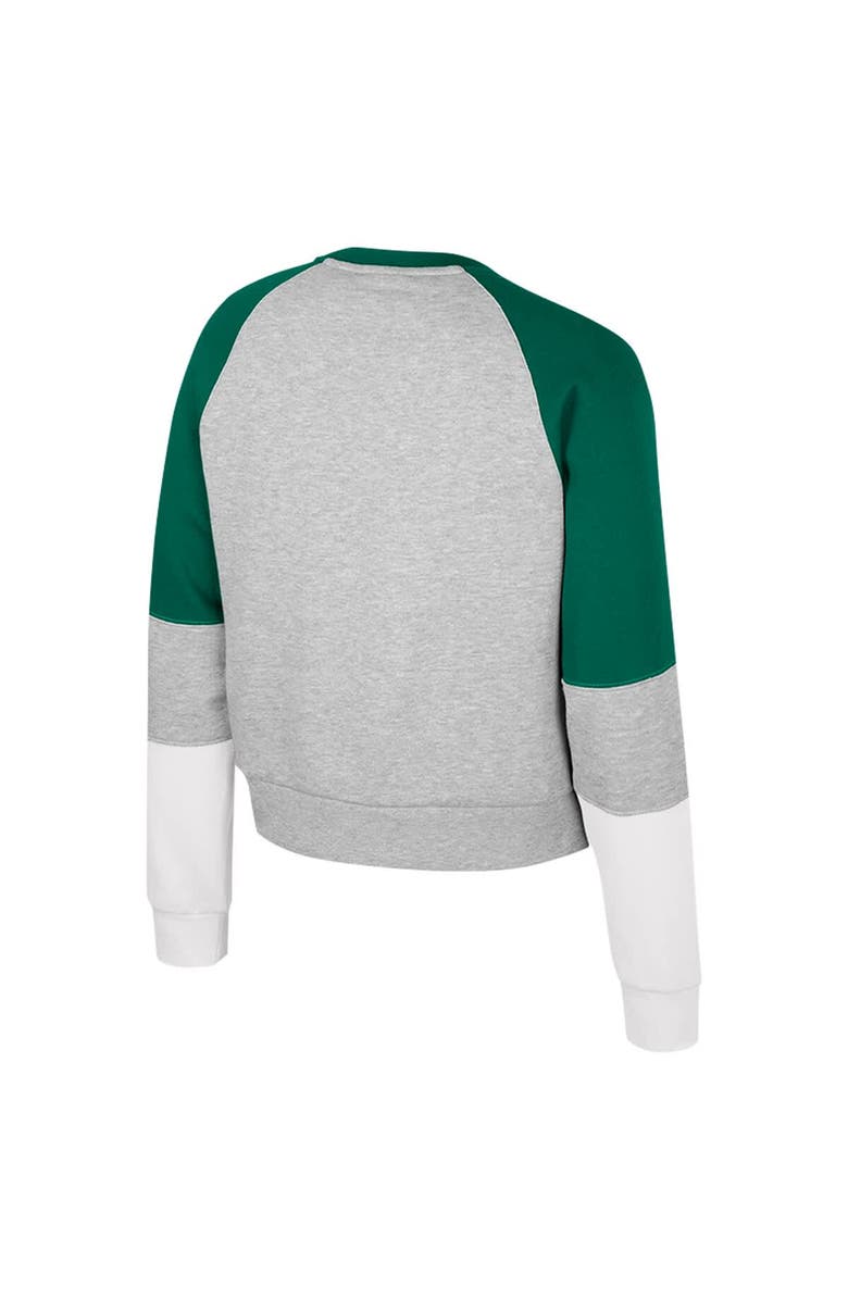 COLOSSEUM Girls Youth Colosseum Heather Gray Michigan State Spartans Katinka Rhinestone Pullover Sweatshirt, Alternate, color, Heather Gray