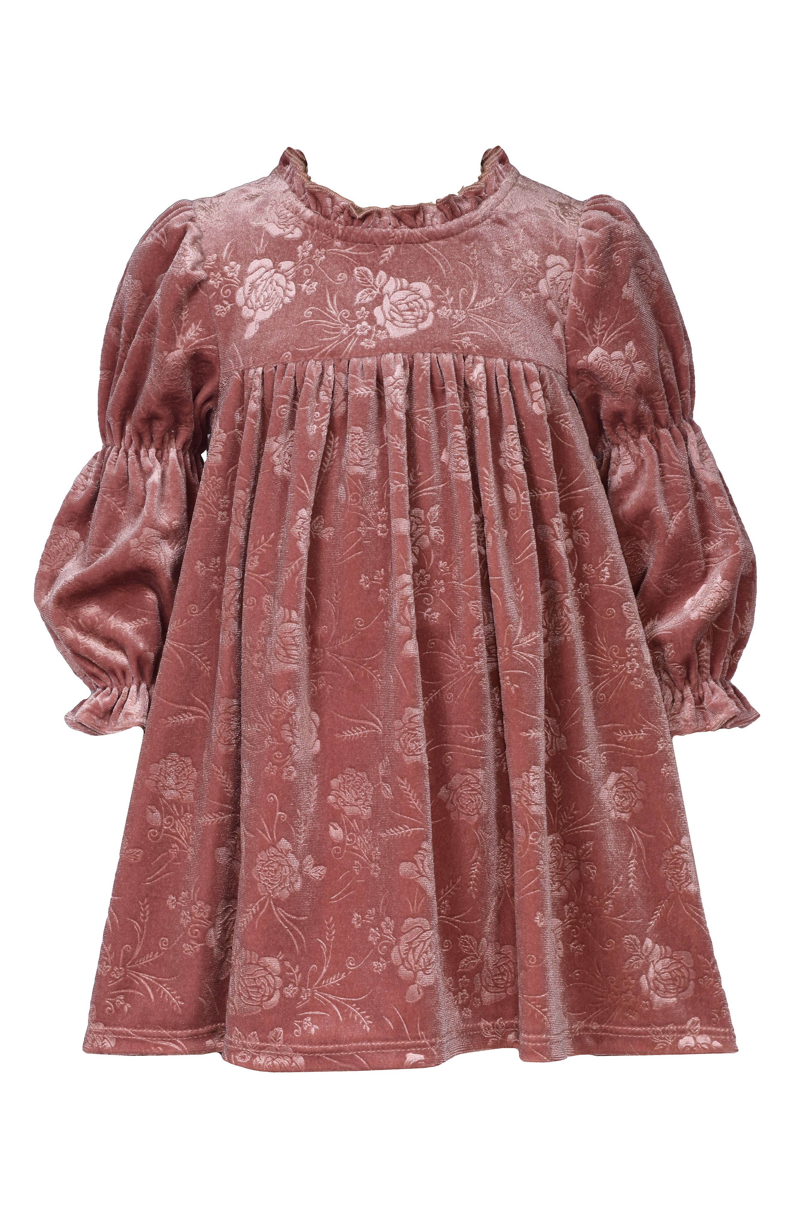 Iris & Ivy Long Sleeve Velvet Dress in Rose 