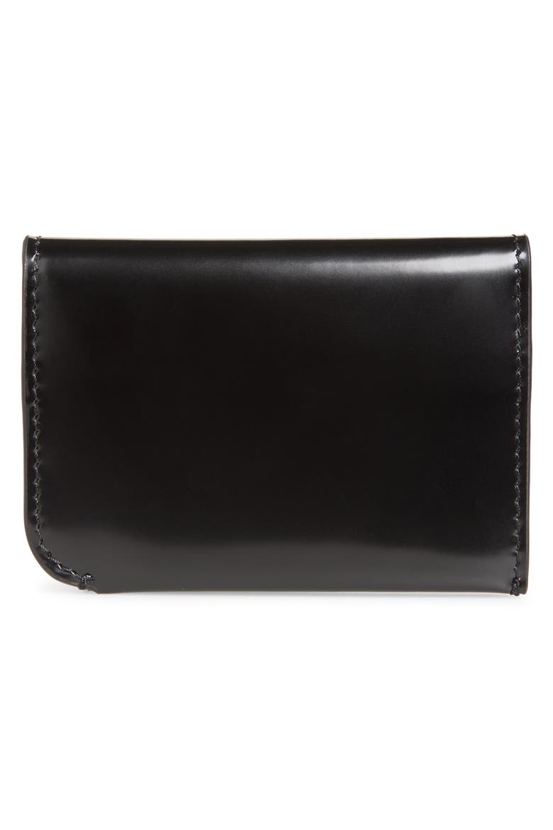 Le Porte Curvo Leather Card Holder, Alternate, color, BLACK 990