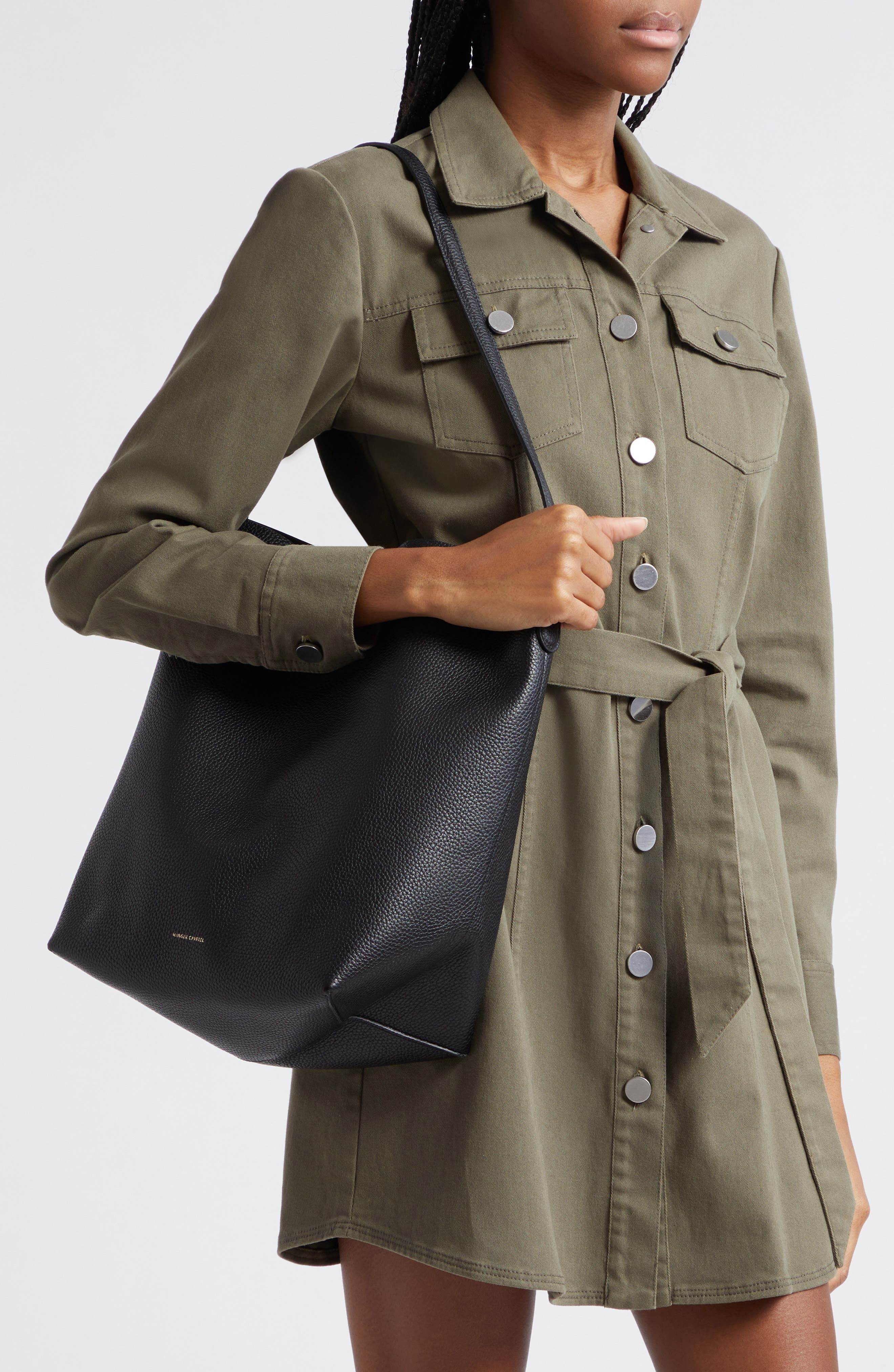 Mansur Gavriel Everyday Cabas Leather Hobo Bag, Alternate, color, Black