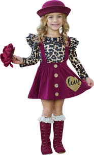Mia Belle Girls Wild Love Suspender Skirt Set