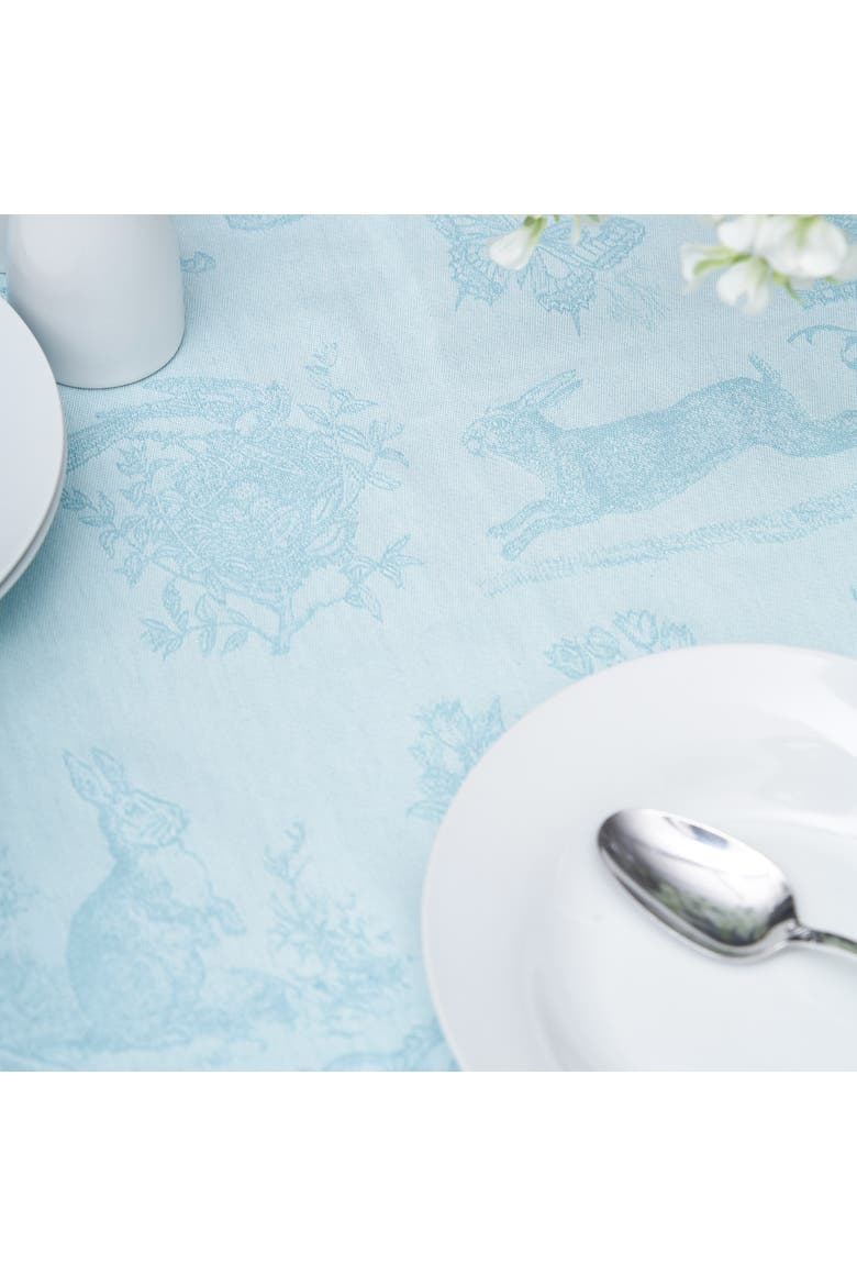 Bunny Rabbit Blue Jacquard Easter Tablecloth Topper 54" x 54", Alternate, color, Blue
