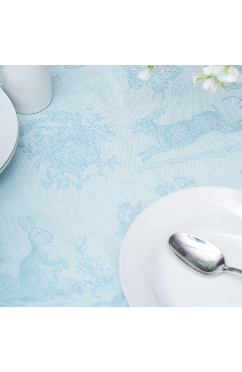 C&F Home Bunny Rabbit Blue Jacquard Easter Tablecloth Topper 54" x 54", Alternate, color, Blue