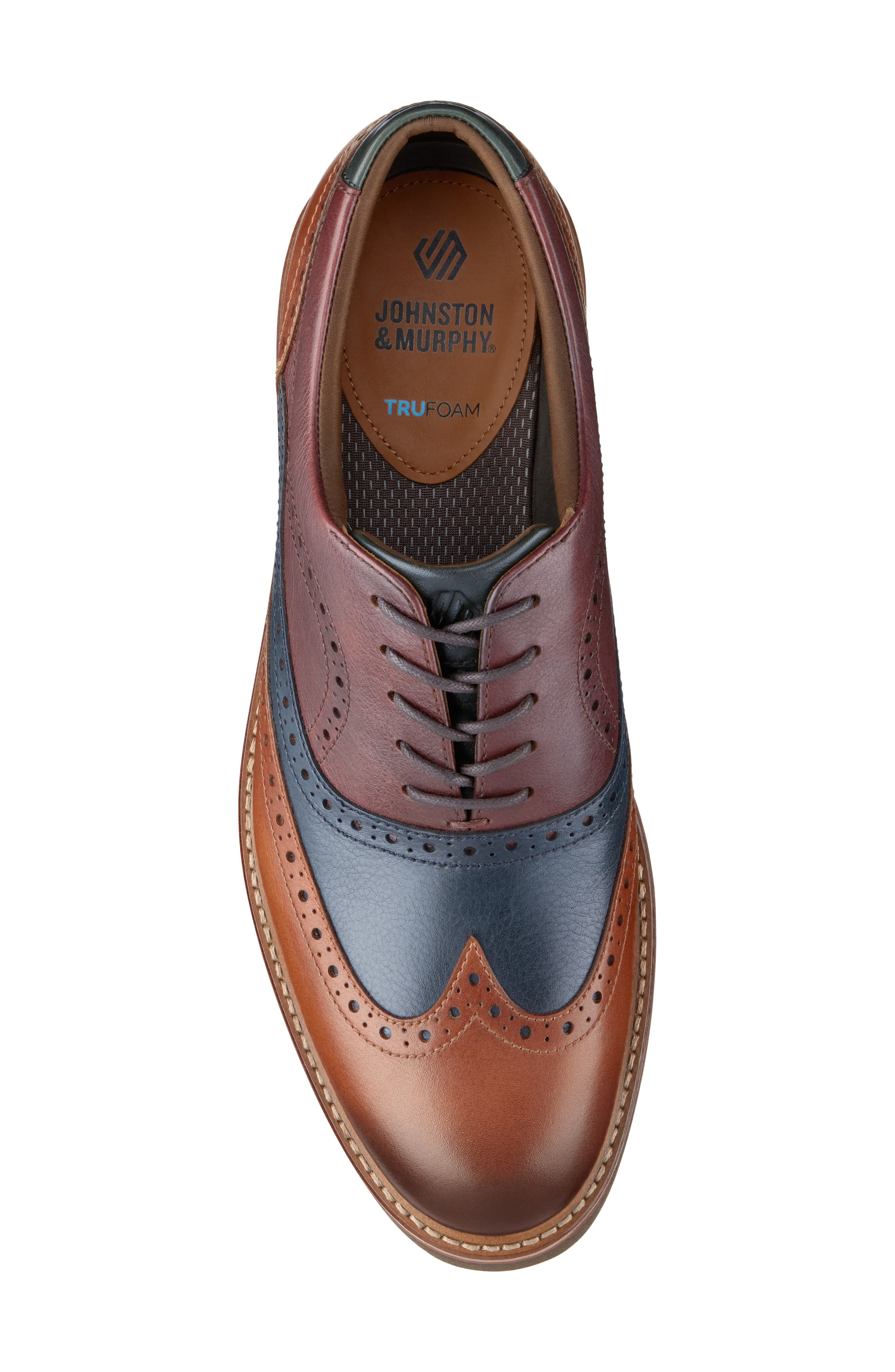 Tyson Wingtip Oxford, Alternate, color, TAN/ NAVY/ BURGUNDY