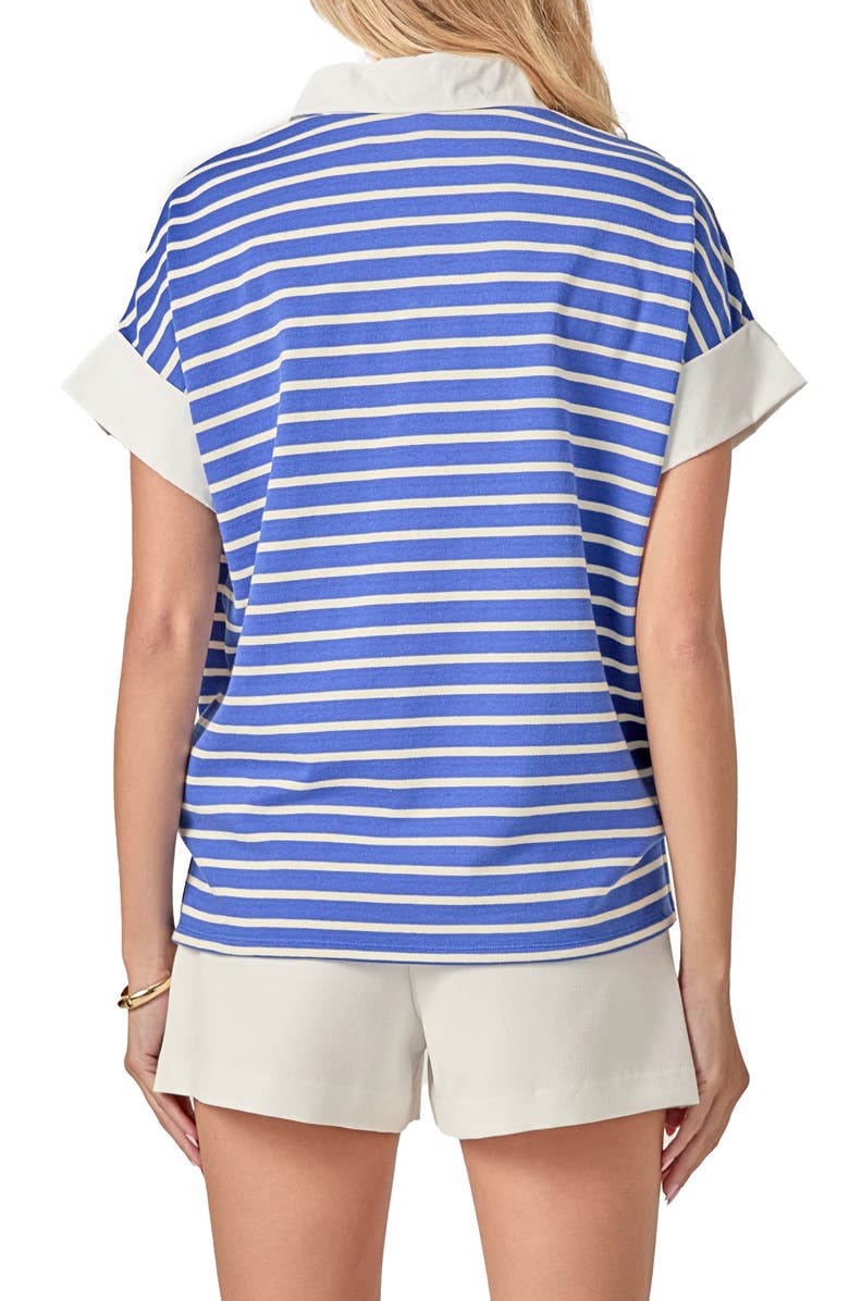 English Factory Stripe Polo Top, Alternate, color, Blue/ White