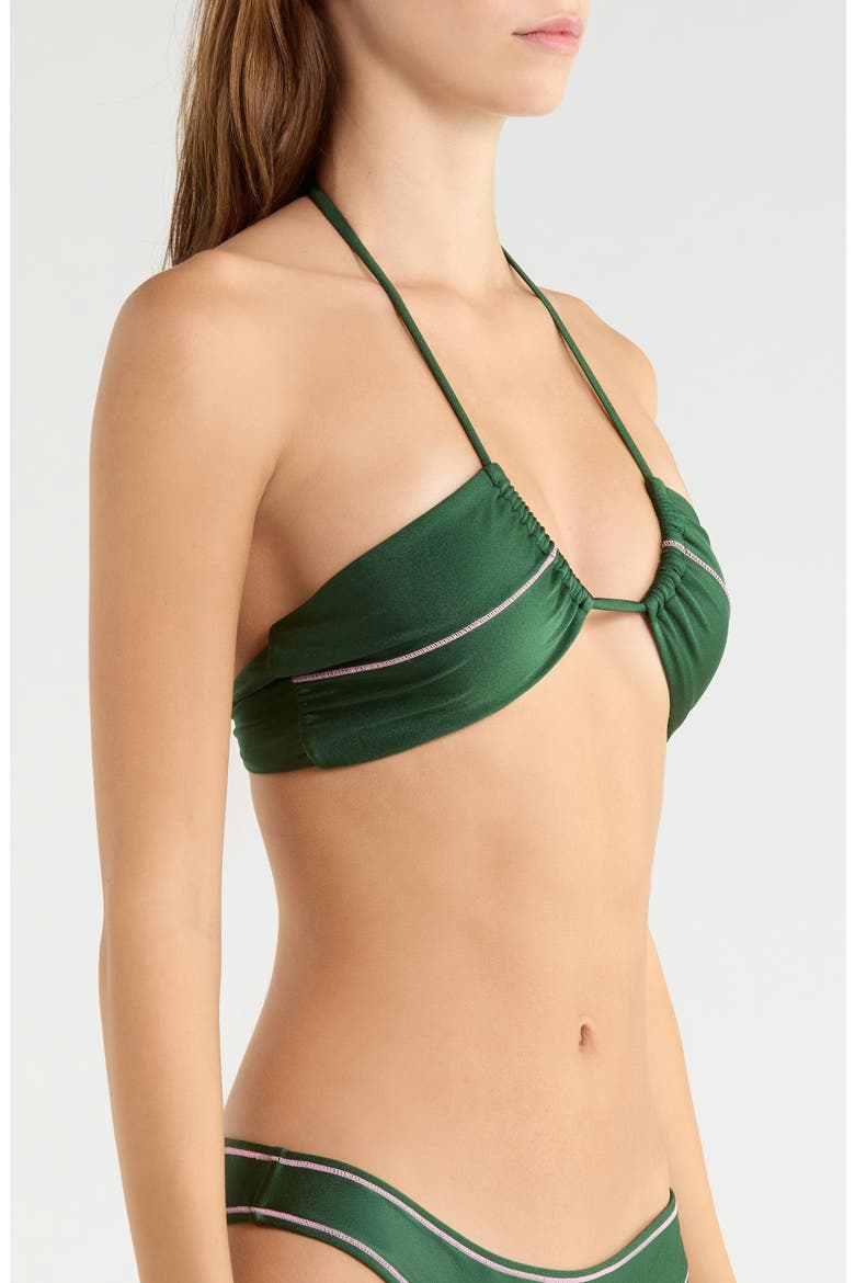 Stitch Splice Bandeau Bikini Top, Alternate, color, JADED JUNIPER