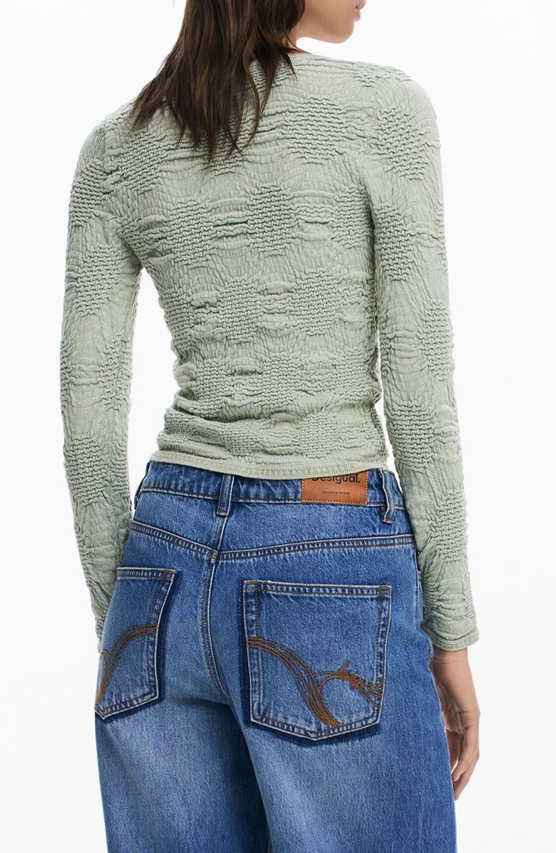 Desigual Textured Scoop Neck Top, Alternate, color, Water Green