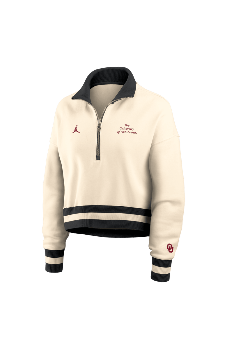 Jordan Brand Women's Jordan Brand Tan Oklahoma Sooners Legacy Half-Zip Sweatshirt, Alternate, color, 