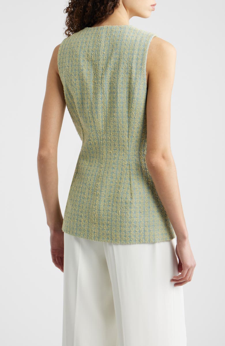 Elie Tahari The Abigail Cotton Tweed Vest, Alternate, color, Denim Blue/ Golden Hour
