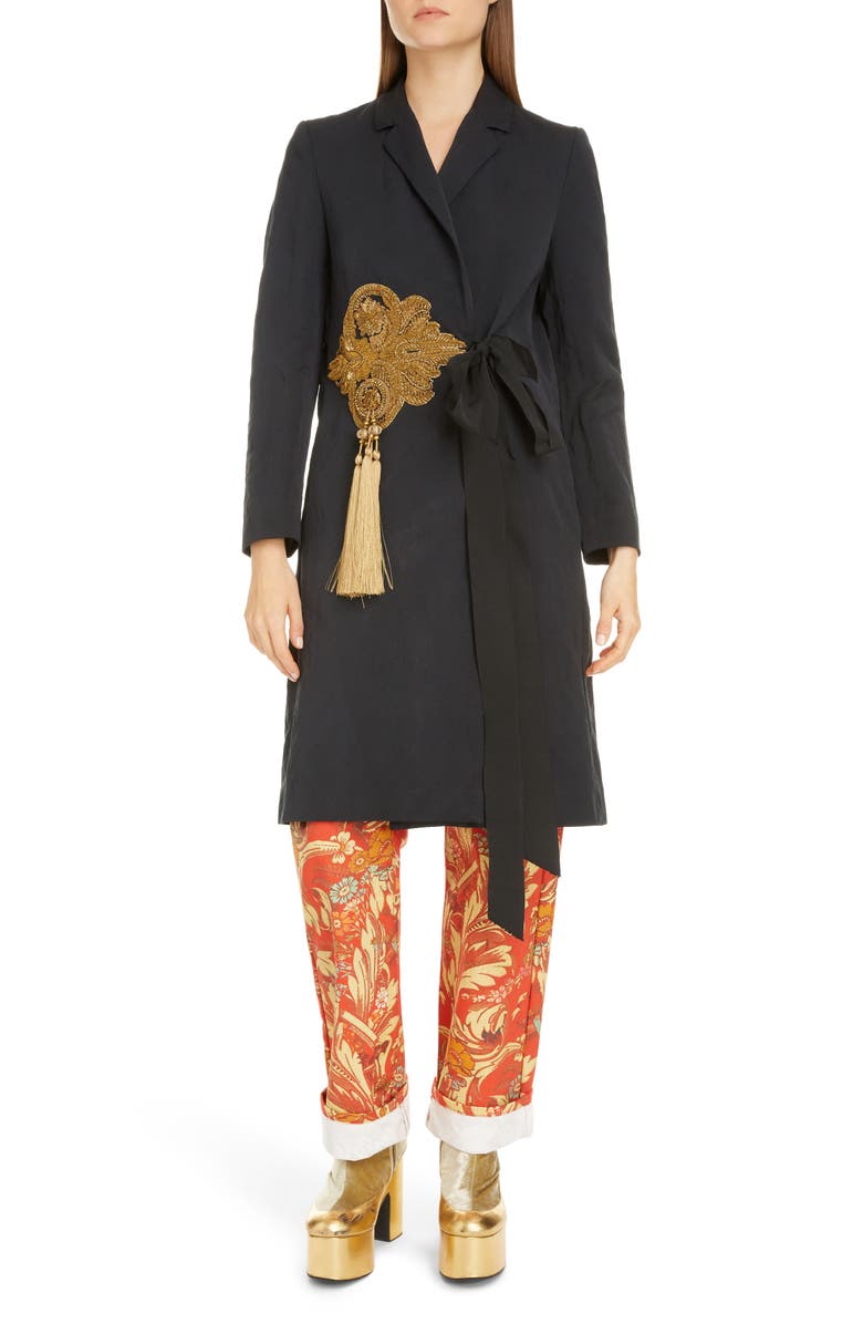Dries Van Noten Richy Embroidered Tassel Cotton Blend Jacket, Alternate, color, 