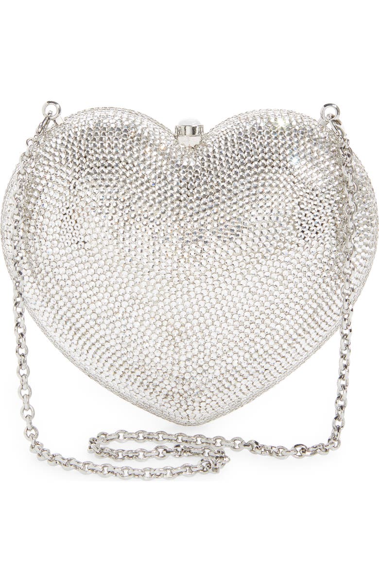 JUDITH LEIBER COUTURE Lamour Petite Coeur Heart Clutch, Alternate, color, Silver Rhine
