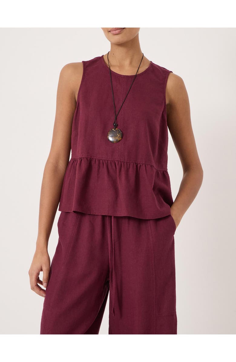Hush Nomie Linen Blend Peplum Top, Alternate, color, Maroon Red