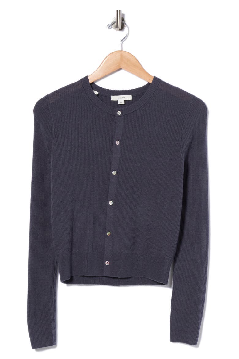 Wool Blend Ribbed Cardigan, Alternate, color, DARK WATER