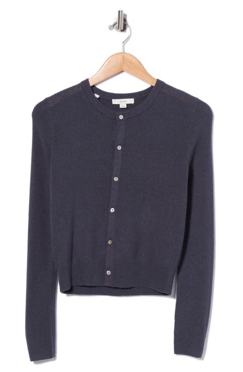 Wool Blend Ribbed Cardigan