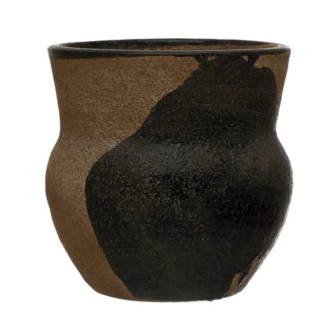 Terra-cotta Planter with Design, Brown 
Black (Holds 4" Pot)