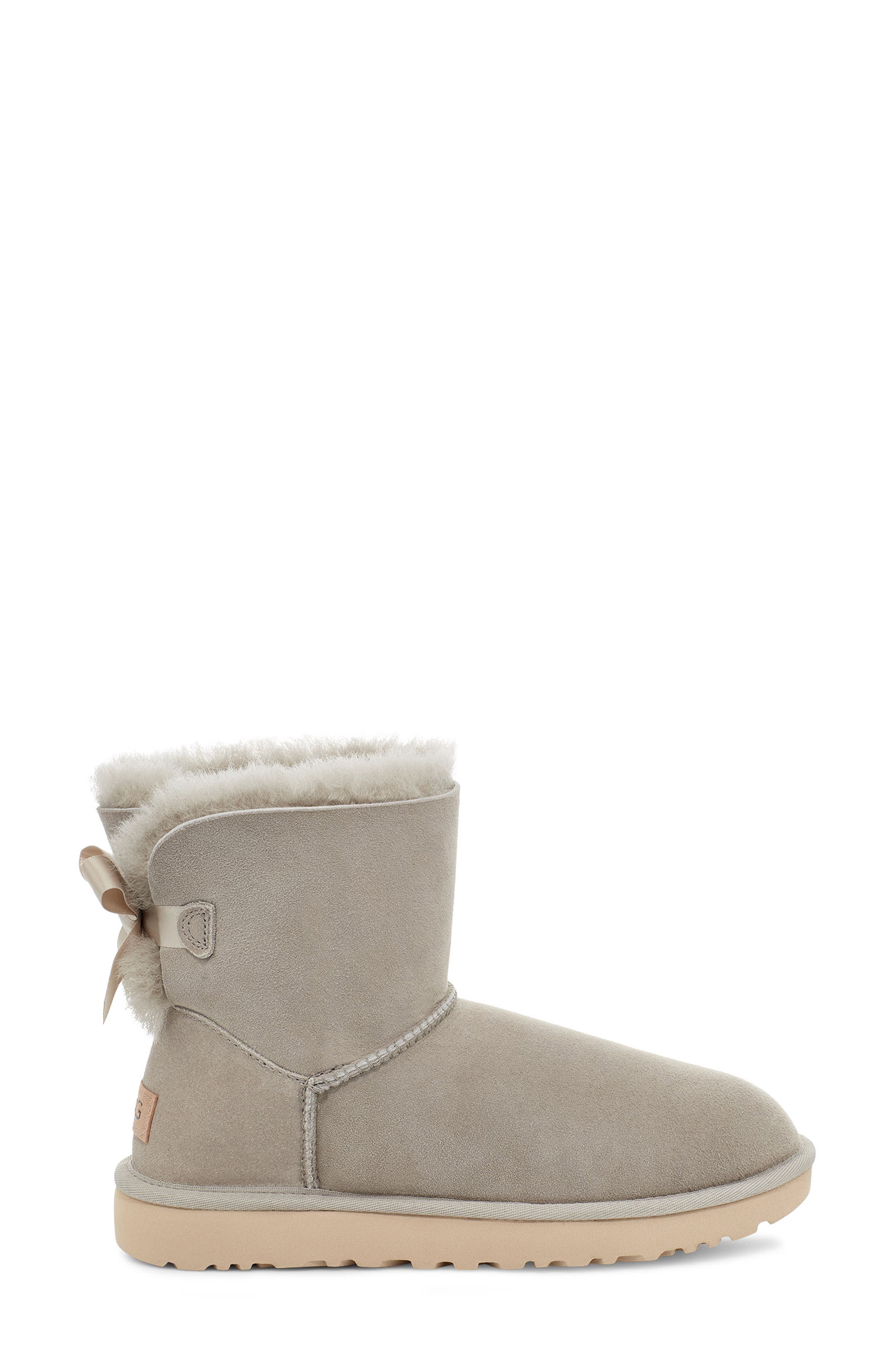 Mini Bailey Bow II Genuine Shearling Bootie, Alternate, color, GOAT SUEDE