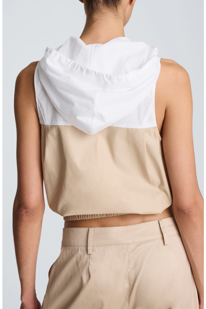 Hooded Sleeveless Stretch Cotton Top, Alternate, color, FARRO/ PURE WHITE