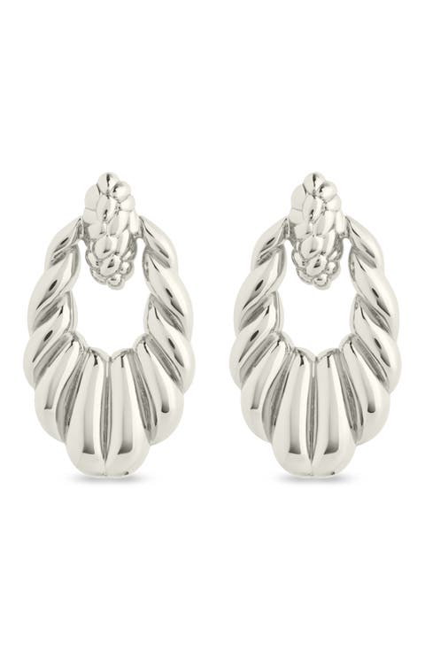 Enid Textured Doorknocker Drop Earrings