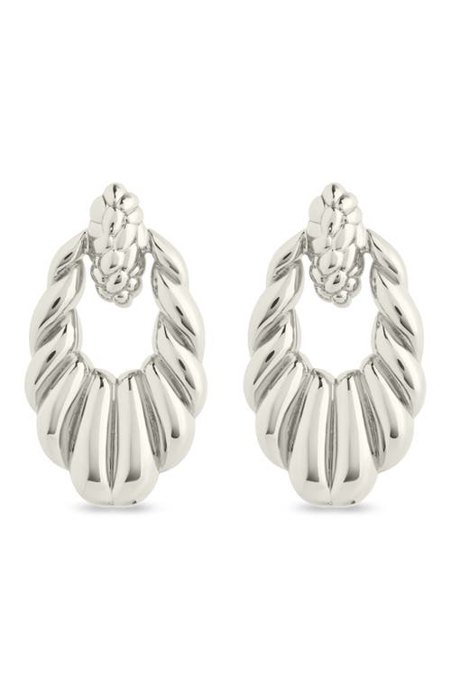 Sterling Forever Enid Textured Door Knocker Stud Earrings