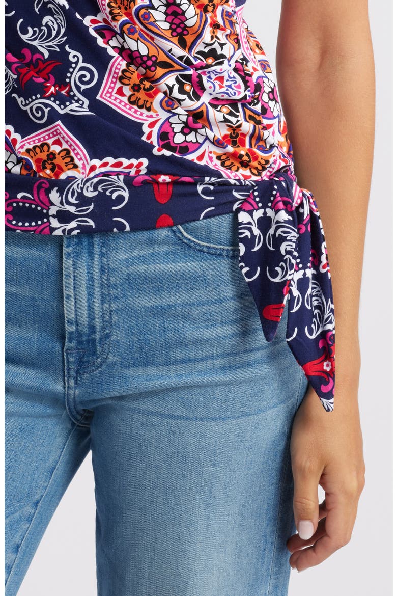Faux Wrap Top, Alternate, color, NAVY HOT PINK