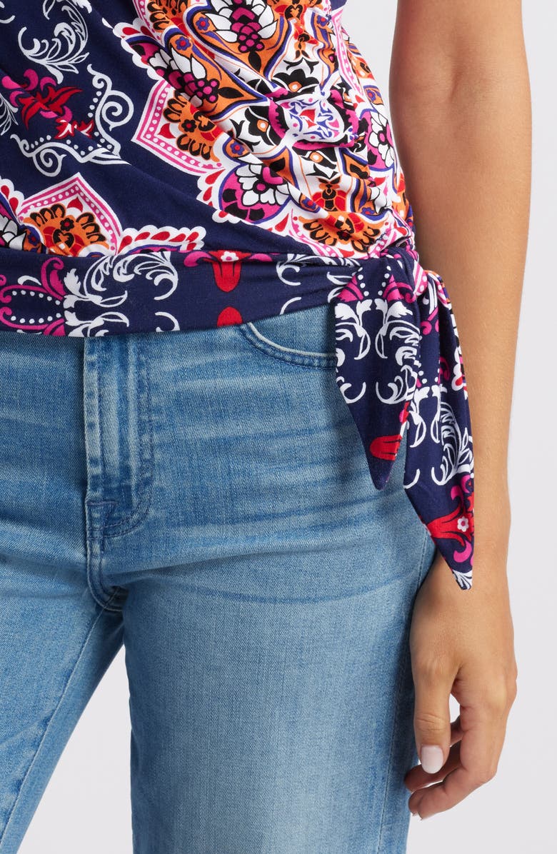 Loveappella Faux Wrap Top, Alternate, color, Navy Hot Pink