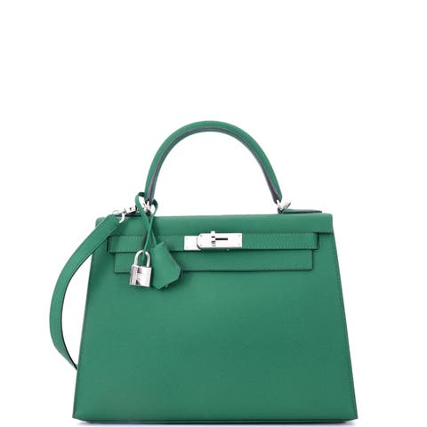 Kelly Handbag Green Epsom with Palladium Hardware 28