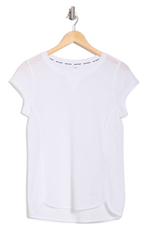 Dkny Mini Waffle Embroidered Logo T-shirt In White