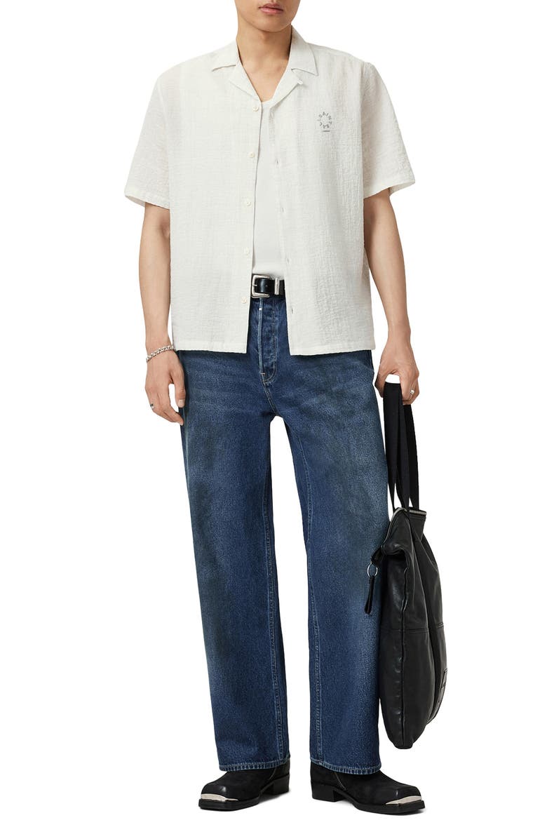 AllSaints Admon Cotton Seersucker Camp Shirt, Alternate, color,