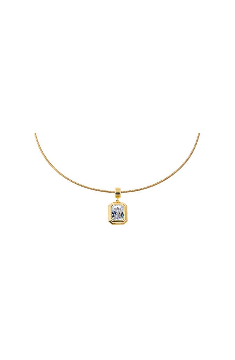 BY ADINA EDEN Colored CZ Emerald Bezel Pendant Omega Chain Necklace, Main, color, Gold