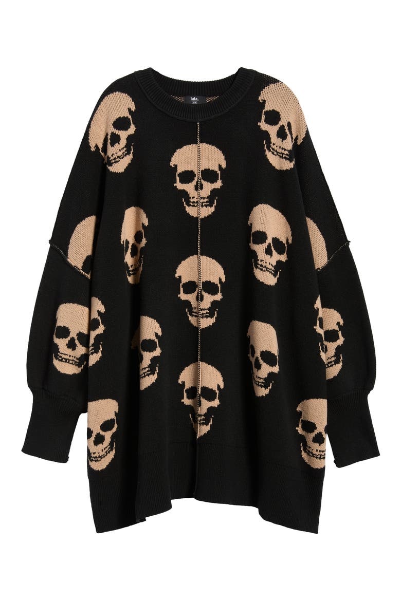 Bad to the Bone Oversized Sweater, Alternate, color, BLACK SKULLS