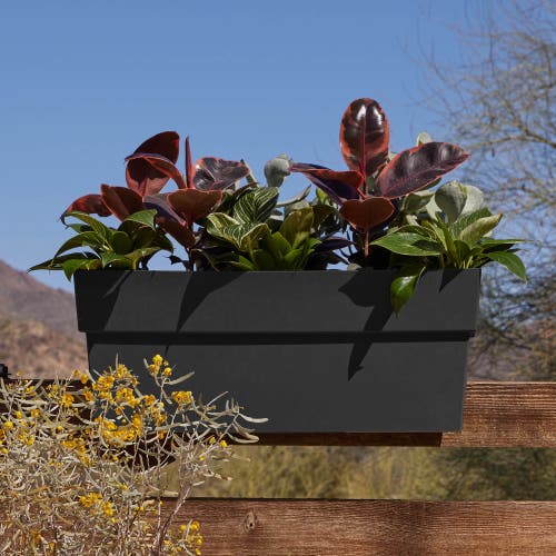 Bloem Black 24 Inch Finley Deck Rail Planter, 7.5 Gal Capacity In Black