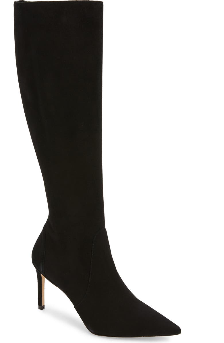 Stuart Weitzman Stuart 85 Knee High Pointed Toe Zip Boot, Main, color,