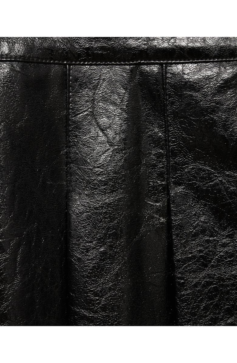 MANGO Pleated Faux Leather Miniskirt, Alternate, color, Black