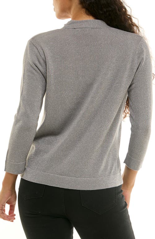 Nina Leonard Glitter Open Front Shrug In Multi