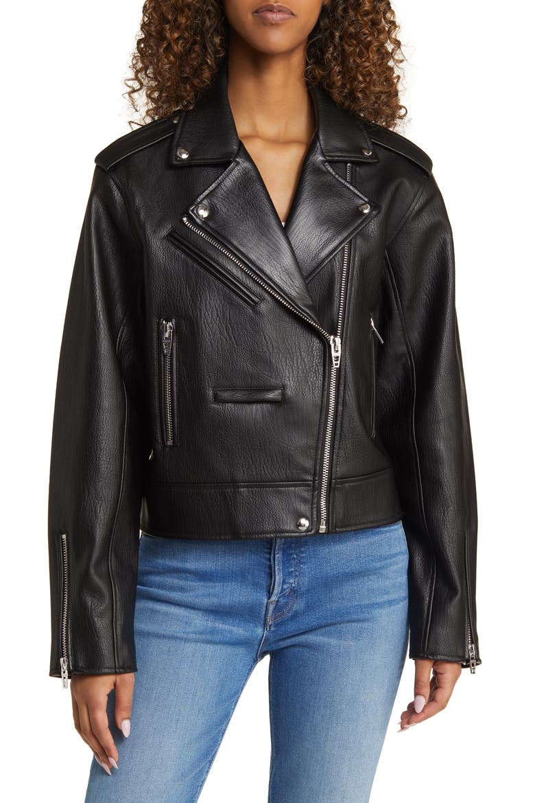 Faux Leather Moto Jacket, Alternate, color, HIGH STANDARD