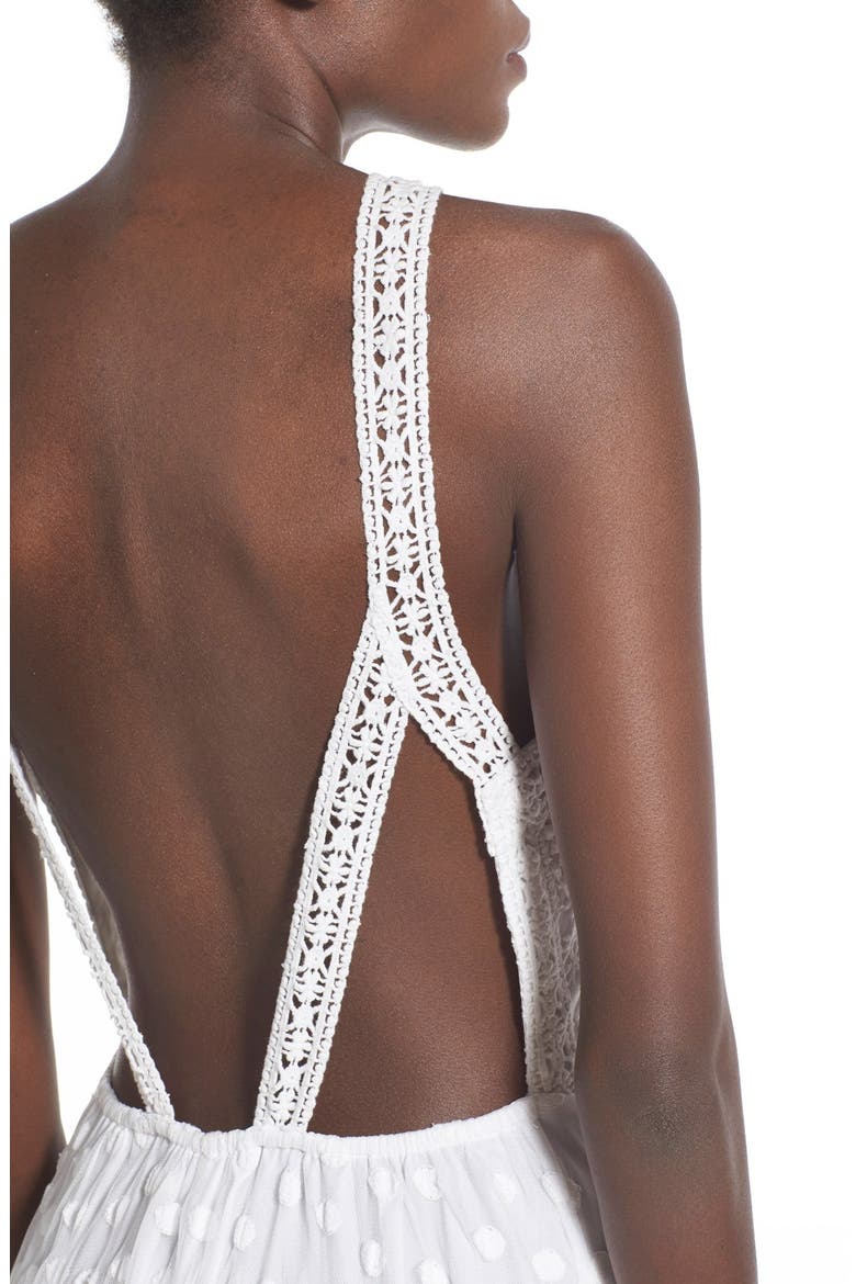 'Kyle' Embroidered High Neck Dress, Alternate, color, VANILLA
