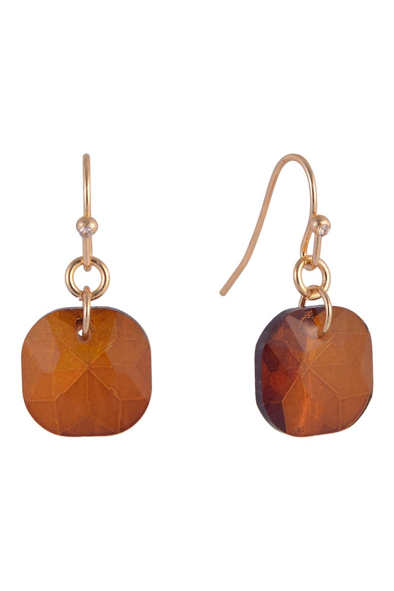 Cushion Cut Crystal Drop Earrings, Main, color, TOPAZ