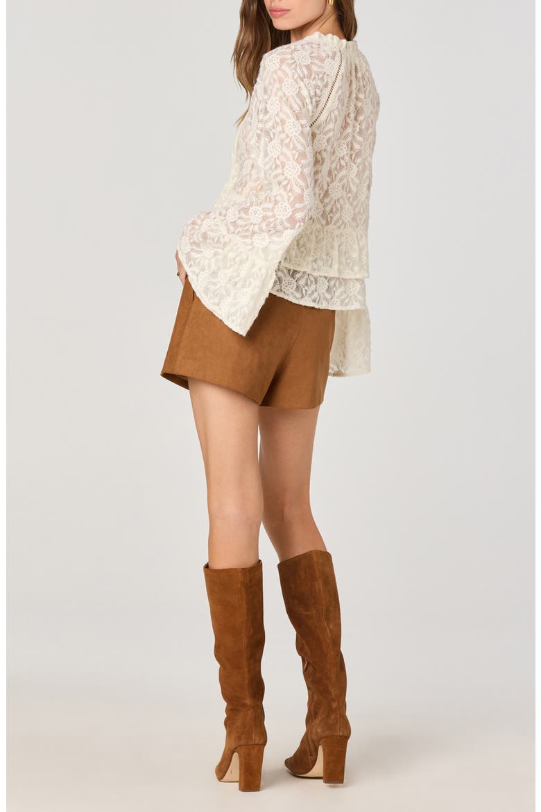 Tiered Bell Sleeve Lace Top, Alternate, color, BUTTERCREAM
