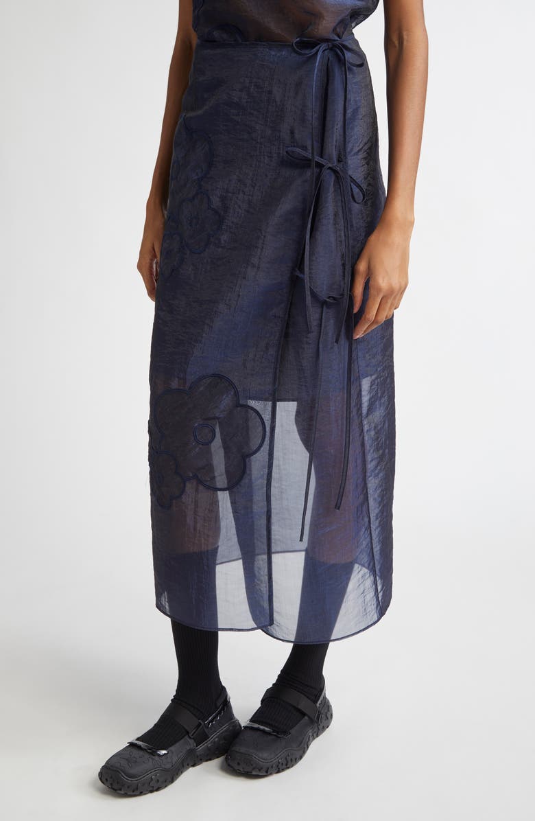 Cecilie Bahnsen April Floral Embroidered Wrap Skirt, Alternate, color,