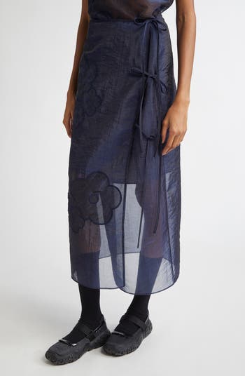 April Floral Embroidered Wrap Skirt