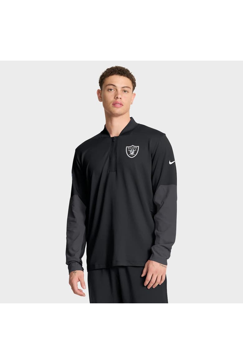Men's Nike Black Las Vegas Raiders Sideline Dri-FIT Half-Zip Pullover, Main, color, Black