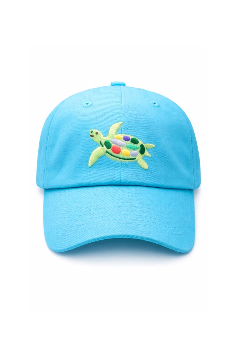 Sea Turtle Baseball Hat, Main, color, Aqua