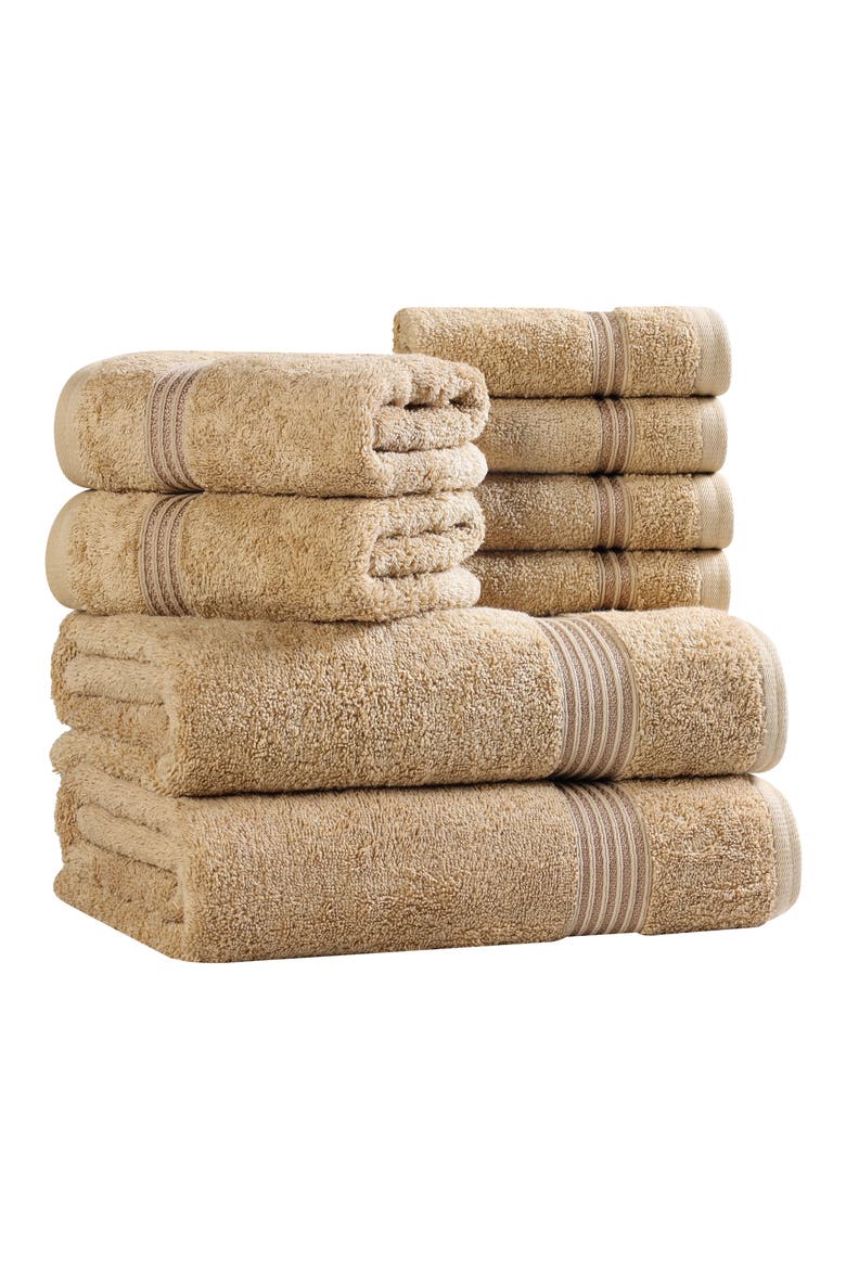 Egyptian Cotton Highly Absorbent Solid 8-Piece Towel Set, Main, color, TOAST