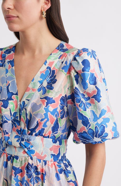 Caslon ® Twist Detail Allover Print Midi Dress In Blue