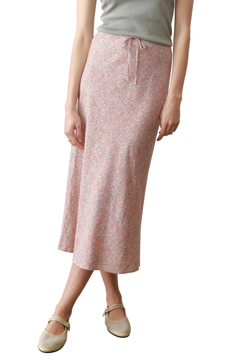 Marine Layer Avery Floral Hemp Blend Midi Skirt, Main, color, Bouquet