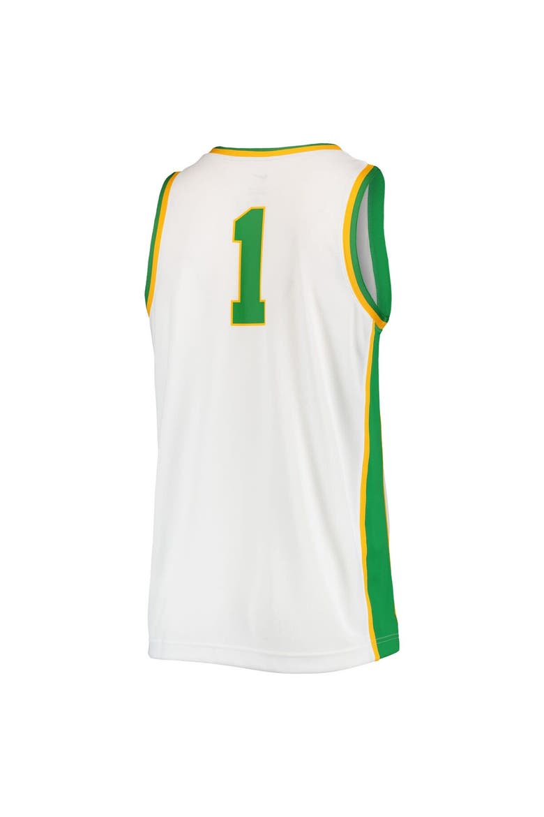 Unisex Nike #1 White Oregon Ducks Women's Basketball Throwback Replica Jersey, Alternate, color, White