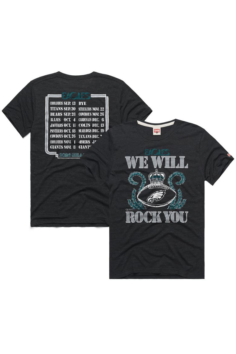 Unisex Homage Charcoal Philadelphia Eagles 2026 NFL Schedule Queen Tri-Blend T-Shirt, Main, color, Charcoal